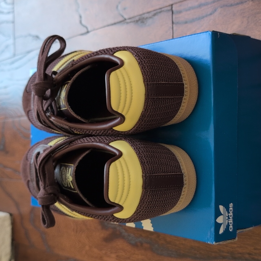 Adidas Women's Samba OG Shoes In Crocheted Shadow Brown & Powder Yellow - Picture 5 of 5